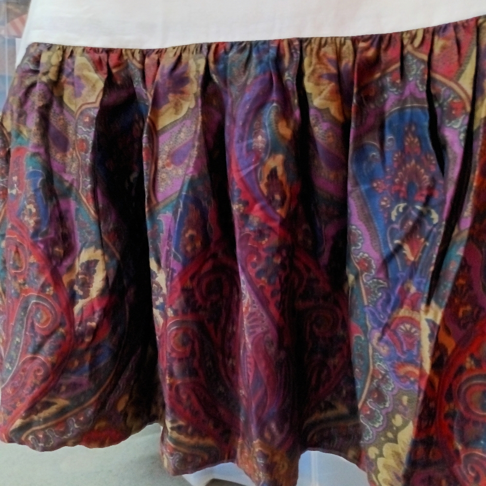 Ralph Lauren Home Vintage 90s Queen Socialite Paisley Cotton Sateen Bed Skirt